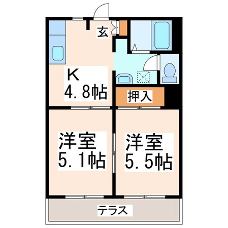 新外入口 徒歩4分 1階の物件間取画像